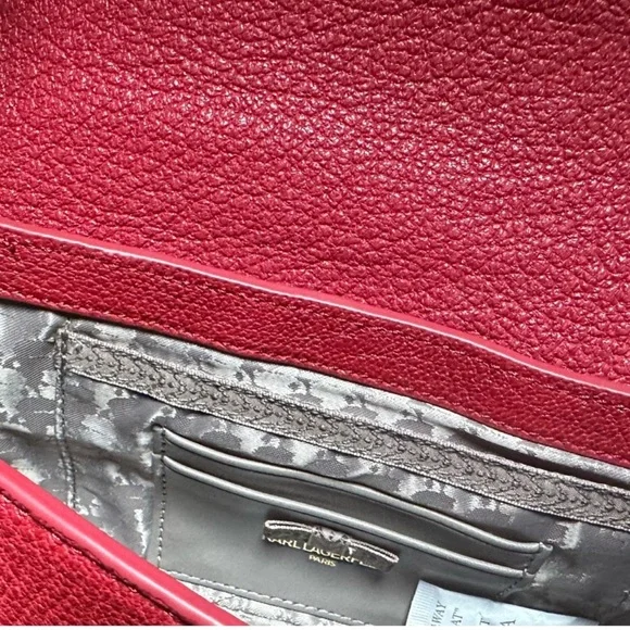 Karl Lagerfeld Red Leather Shoulder Baguette with Gold Hardware - Picture 7 of 9